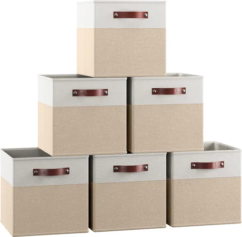 Miniatura 13 de Ornavo Home Cubos de Almacenamiento de 11 x 11 Pulgadas, Contenedores de Almacenamiento de Tela Plegables y Colapsables, Caja Organizadora de Cubo