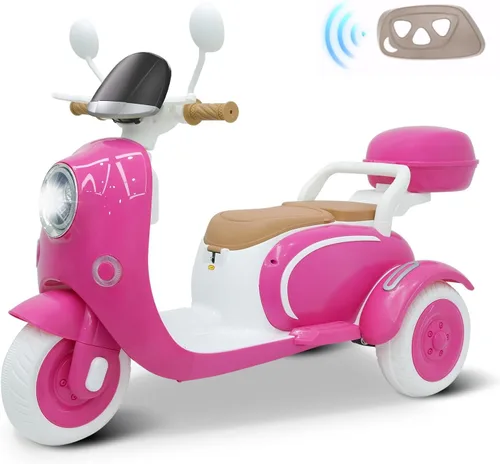 Miniatura 8 de motocicleta eléctrica de 12 V y 2 plazas para niños, scooter de moto con control remoto, caja de almacenamiento, música, luz LED, claxon, motor