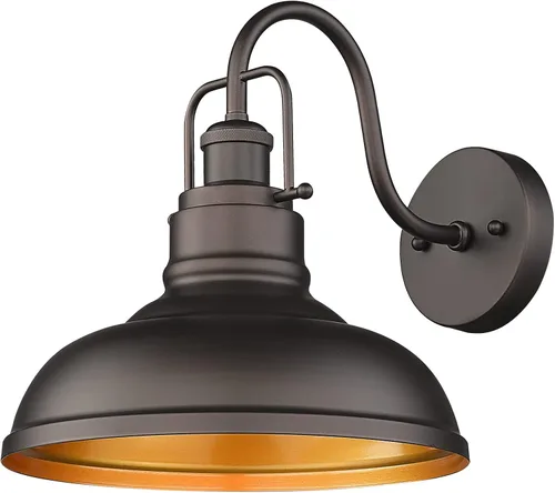 zeyu Lámpara de granero de granja de 11 pulgadas, aplique de pared vintage para porche, almacén, cocina, acabado de bronce aceitado, 016-1B ORB
