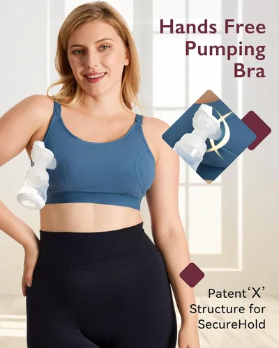 Miniatura 26 de Momcozy - Brasier para extracción de leche y lactancia, manos libres, ajustable, brasier todo en uno