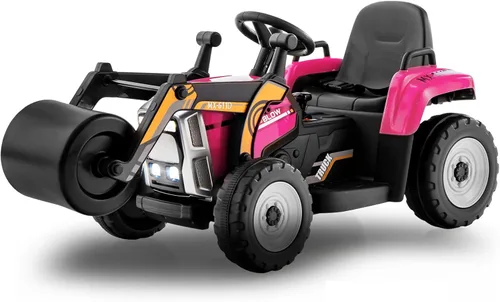Miniatura 12 de HONEY JOY Coche de paseo eléctrico de 12 V con control remoto, tractor de batería para niños pequeños con rodillo de tambor ajustable, bocina y Azul