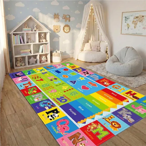 Miniatura 7 de Alfombra ABC, alfombra para niños para la sala de juegos, alfombra de piso para jugar en el aula para niños, alfombras preescolares con ABC