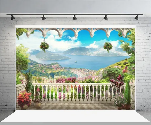 Miniatura 3 de AOFOTO Telón de fondo para terraza de jardín de 5 x 3 pies, hermoso paisaje de fotografía, fondo de fotografía para niños, niñas, retrato artístico
