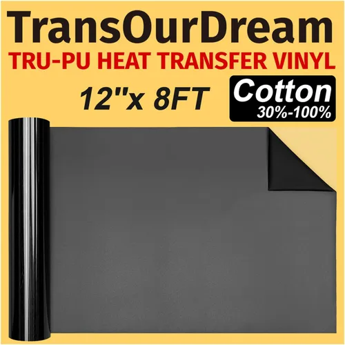 Miniatura 7 de TransOurDream Tru-PU Rollo de vinilo de transferencia de calor, vinilo blanco mate de 12 pulgadas x 8 pies para Explore AIR 2, Maker, Cameo, vinilo