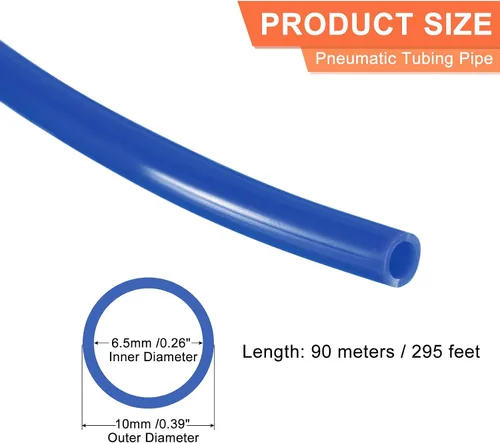 Miniatura 2 de MECCANIXITY Tubo de tubo neumático, 0.394 in x 0.256 in, 295 pies, 295.3 ft, tubo de manguera de tubería de aire de PU, azul para compresor de aire