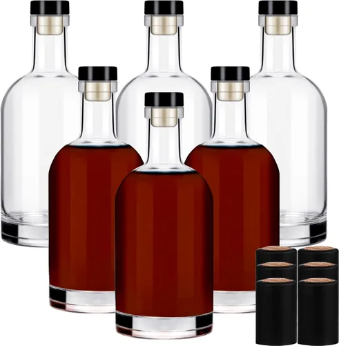Miniatura 8 de Botella de Vino 3PCS 750 ML Botellas de Vidrio con Tapas 25 oz Botellas de Vidrio Transparente con Corcho Botella de Vino Vacía con Tapón