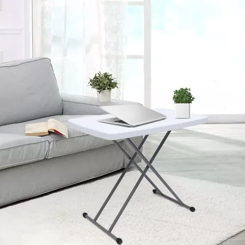 Miniatura 2 de YIYIBYUS Mesa plegable portátil de altura ajustable con pies cruzados en X para picnic, playa, escritorio personal, mesa de comedor para el hogar