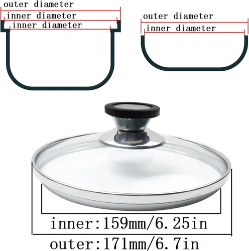 Miniatura 4 de Tapa redonda universal para sartenes, tapa de vidrio templado de 6.5 pulgadas, con orificio de ventilación de vapor y mango resistente al calor