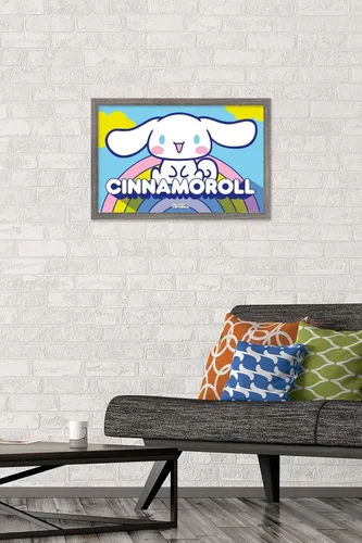 Miniatura 2 de Hello Kitty and Friends: 22 Over The Rainbow - Póster de pared de Cinnamoroll, 22.4 pulgadas de largo x 14.7 pulgadas de ancho, versión enmarcada