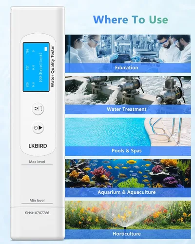 Miniatura 8 de Probador de agua inteligente 6 en 1 para agua potable con monitoreo de aplicación, kit de prueba digital de agua para medidor TDS, EC, temperatura