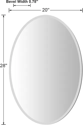 Miniatura 2 de KOHROS Espejo ovalado sin marco de 20 x 28 pulgadas, espejo de pared de baño con borde biselado pulido, antioxidante, vidrio templado (plateado)