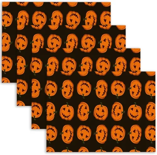 Miniatura 7 de Mrcrypos Juego de 4 manteles individuales de otoño, Halloween, Acción de Gracias, fáciles de limpiar, juego de 4 manteles individuales lavables