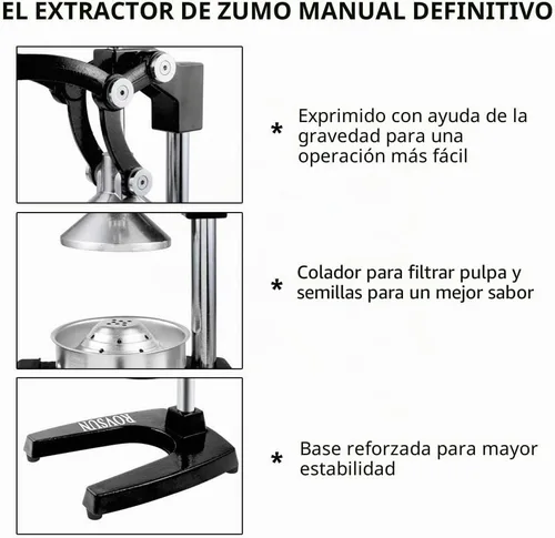 Miniatura 5 de Rovsun - Exprimidor de cítricos manual para uso comercial, para exprimir jugo de frutas, cítricos, naranja, limón y granada, Negro