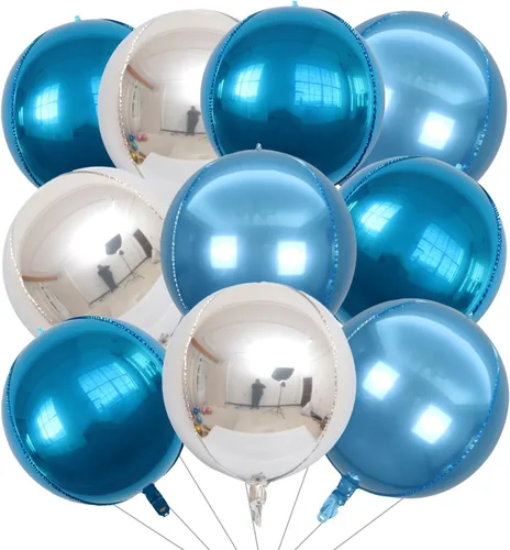 Miniatura 26 de KALOR Globos de papel de aluminio de 22 pulgadas de feliz año nuevo, 10 piezas, globos grandes 4D gigantes redondos de papel de aluminio metálico