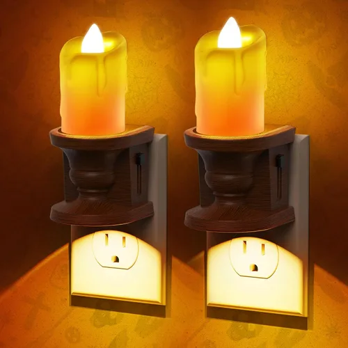 Miniatura 11 de L LOHAS LED - Luz de noche en forma de vela sin llama, luz nocturna enchufable, sensor de crepúsculo a amanecer regulable con rotación de 350°
