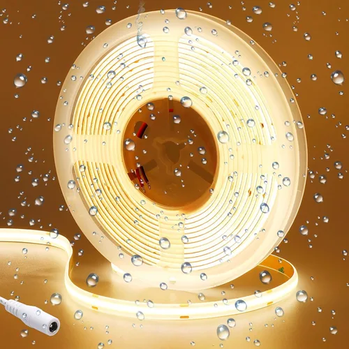 Miniatura 13 de GOMING Tira de luz LED COB de 32.8 ft/32.8 pies, 24 V, impermeable, IP65, blanco cálido, 3000 K, brillo uniforme, 3840 LED, CRI 93+, cinta de luces