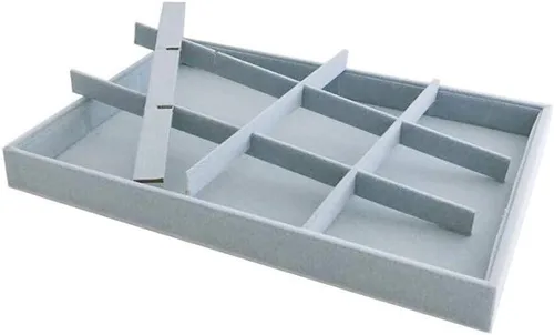 Miniatura 4 de Bandeja grande de terciopelo gris de alta calidad apilable extraíble organizador de almacenamiento multifunción (12 rejillas)