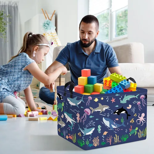 Miniatura 3 de Clastyle Cesta de bebé de tortuga marina con peces y estrellas de mar de coral océano, estrellas de mar, para libros, para libros, impermeable