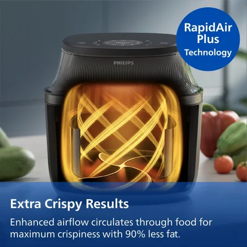 Miniatura 5 de Philips Airfryer Serie 3000 - Freidora de aire premium de 6.5 cuartos con ventana, tecnología RapidAir Plus, 16 formas de cocinar, 90% menos