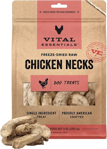 Vital Essentials Golosinas de cuello de pollo de un solo ingrediente para perros, 255 g | Liofilizadas crudas | Golosinas de entrenamiento de alta