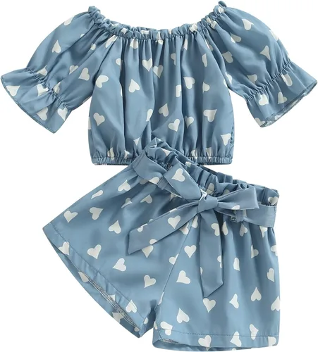 Conjunto de 2 piezas de ropa con volantes y cuello halter floral para niños pequeños