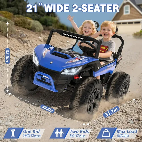 Miniatura 3 de ANPABO Juguetes de paseo de 24 V para niños grandes, automóvil de 2 plazas, automóvil eléctrico para niños de 4 x 200 W con control remoto, luces
