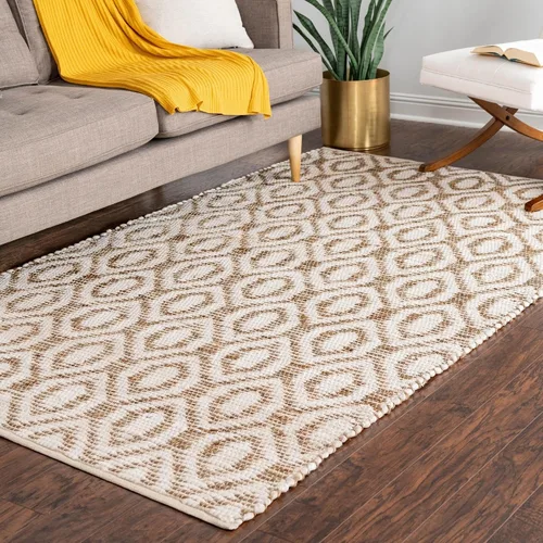 Miniatura 4 de Unique Loom Chindi Jute Collection - Alfombra rectangular de 7 pies 1 pulgada x 10 pies, color blanco y natural blanco (White/Natural)
