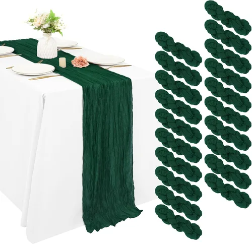 Miniatura 69 de 10 piezas de camino de mesa de estopilla en azul bebé 10 pies, camino de mesa de gasa para recepción de boda, despedida de soltera, fiesta