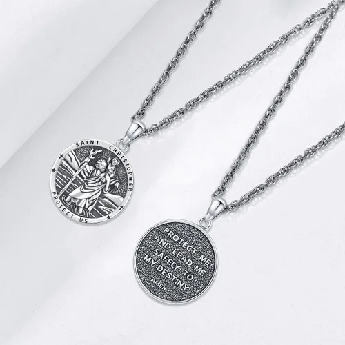 Miniatura 22 de Eusense Saint Necklace Sterling Silver 925 Protection Jewelry for Men Women Patron St Medals Amulet Pendant
