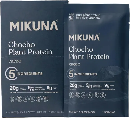 Mikuna Paquetes de viaje de proteína Chocho de cacao – 5 ingredientes, sin aislamiento, proteína vegana sin lectina – 0.71 oz de proteína, 0.28 oz
