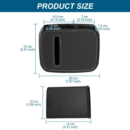 Miniatura 3 de JSCARLIFE Organizador de asiento delantero para automóvil con basura, cubo de basura desmontable para automóvil con caja de pañuelos y caja