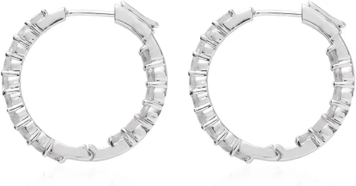 Miniatura 3 de Femme Luxe Pendientes de aro con piedras preciosas Inside-Out en plata, meses de piedra natal