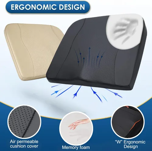 Miniatura 2 de Cojín de asiento de automóvil, cojines de asiento de espuma viscoelástica gruesos para automóvil y silla de oficina, alivio del dolor de ciática