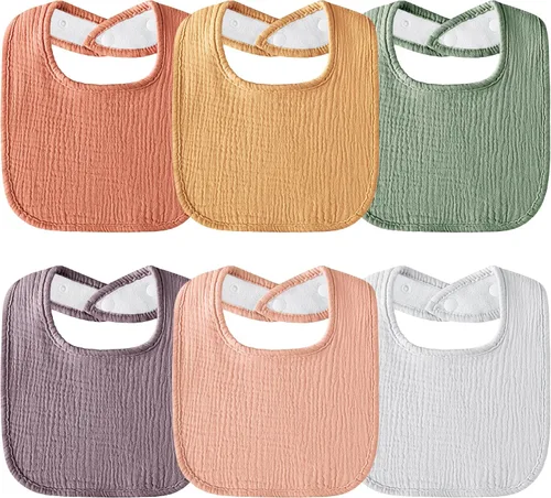 Miniatura 10 de Muslin Baby Bibs 6-Pack Baby Drool Bandana Bibs for Baby Girls Boys Infant Newborn Toddler Drooling and Teething