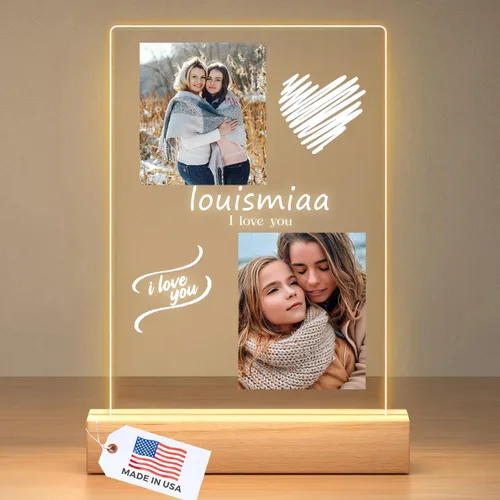 Miniatura 13 de LOUISMIAA Marcos de fotos personalizados, marco de fotos con luz nocturna, marco de fotos personalizado, regalos personalizados para aniversario