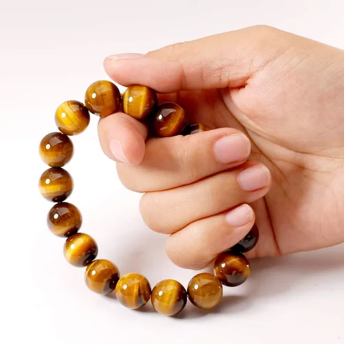 Miniatura 7 de Jewever Pulsera de ojo de tigre natural para hombres y mujeres, cuentas de piedra natural elástica de 0.47 pulgadas (0.472 in), unisex