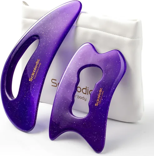 Miniatura 26 de Scienlodic Gua Sha - Herramienta de masaje con mango (resina), herramienta de raspado Guasha más grande para masaje de espalda, cuello, cara