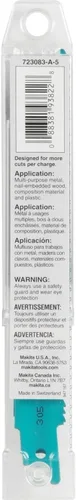 Miniatura 3 de Makita 723083-A-5 6 pulgadas Prog. Cuchilla de Recip inalámbrica, paquete de 5