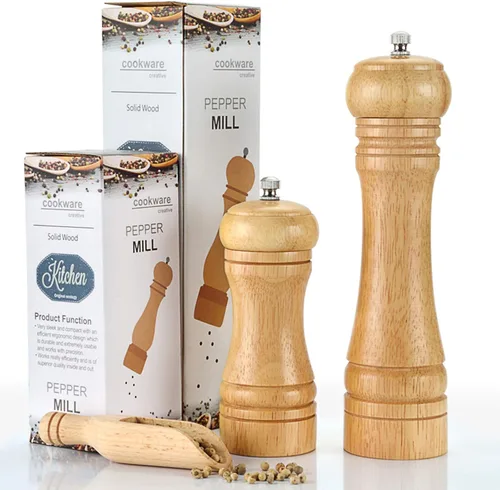 Miniatura 7 de Molinillo de pimienta de madera recargable, molinillo de pimienta, juego de molinillo de sal y pimienta ajustable, accesorios de cocina, molinillo