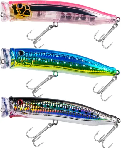 THKFISH Señuelos para pesca de agua salada de atún para pesca de surf, lubina con ojos 3D para atún GT peces grandes, 5.9 pulgadas, 1 unidad/3 3