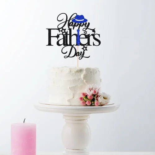 Miniatura 8 de Decoración para tartas con purpurina negra para el día del padre, feliz cumpleaños papá, te amamos papá, decoraciones de fiesta del día del padre