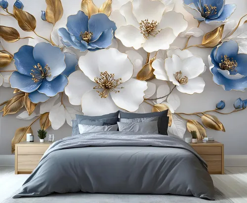 Miniatura 19 de Papel tapiz de pavo real, murales de pavo real de lujo, papel tapiz retro en relieve floral para niños y niñas, decoración de pared de dormitorio