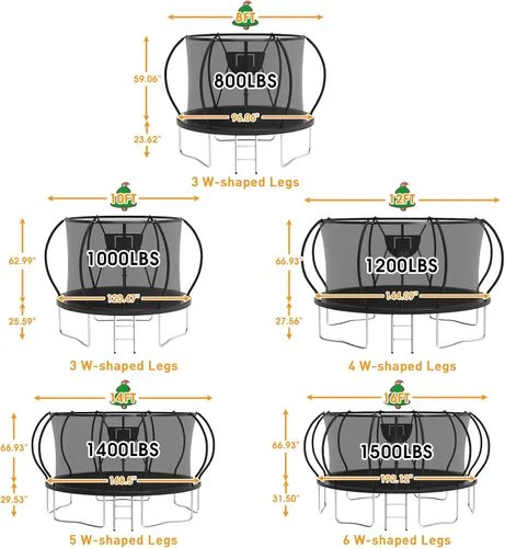 Miniatura 2 de KOFUN Tranpoline Outdoor 16FT 14FT 12FT 10FT 8FT Tranpoline with Basketball Hoop 1500LBS & ASTM Approved & Easy Install, Recreational Tranpolines