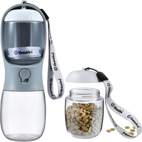 Miniatura 28 de Cibaabo Botella de agua para perros con contenedor de alimentos, cuenco de agua para cachorros de viaje, dispensador portátil para mascotas