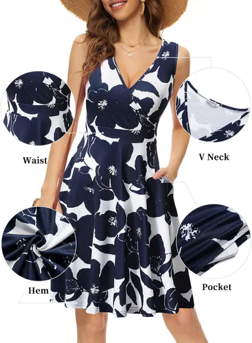 Miniatura 3 de GUBERRY Vestido de verano sin mangas con cuello en V para mujer con bolsillos