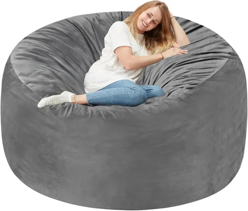 Miniatura 13 de Homguava - Sillón puff de 3 pies Sillón estilo puff grande de 3 pulgadas con relleno de espuma viscoelástica, sofá suave con funda de terciopelo