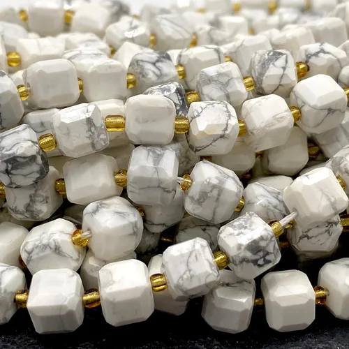 Miniatura 7 de ABCGEMS Cuentas de howlita blanca California (una técnica de corte revolucionaria aporta un aspecto más dinámico a un cubo tradicional) piedra