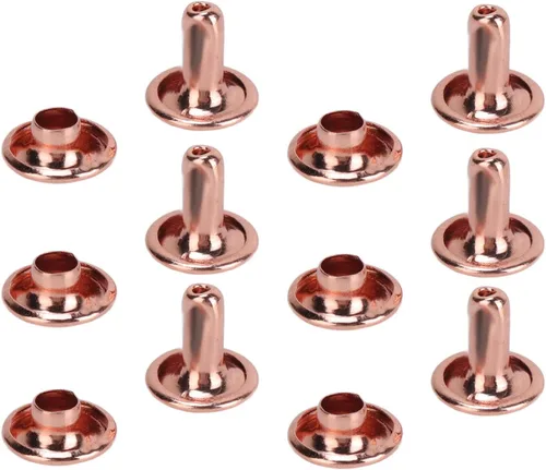 Miniatura 6 de 300 juegos de remaches de cuero, remaches de doble tapa de oro rosa, botón de metal redondo, tachuelas tubulares de metal, remaches para bolsos