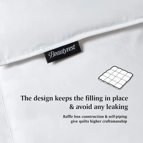 Miniatura 4 de Beautyrest Edredón de plumón blanco de mezcla de Tencel/algodón, calidez ligera, fabricado en Estados Unidos, potencia de relleno 650, tamaño Queen