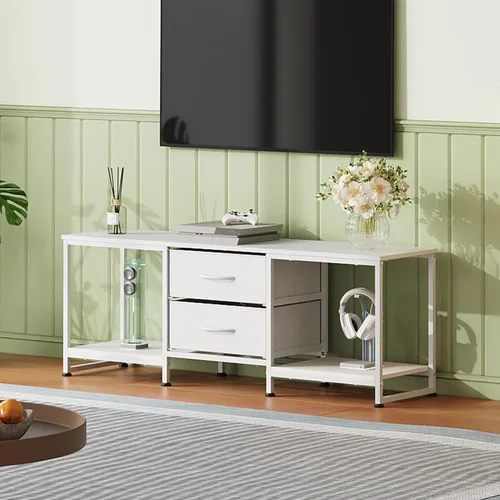 Miniatura 2 de WLIVE Soporte de televisor con cómoda con 2 cajones, centro de entretenimiento para TV de 50 pulgadas con estantes de almacenamiento abiertos